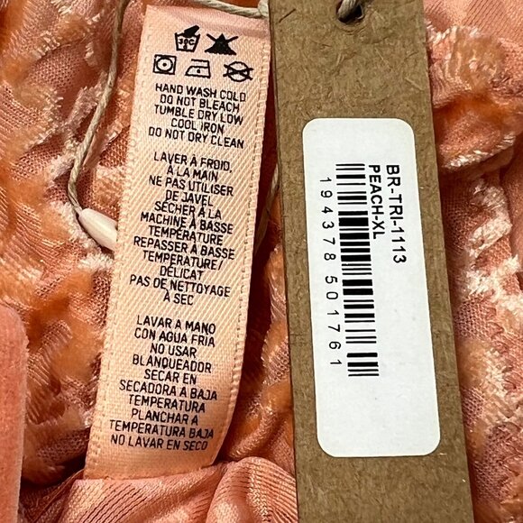 SKIMS Velvet Burnout Logo‎ Triangle Bralette Peach XL - Picture 7 of 8